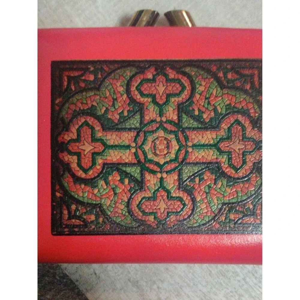 Vintage Red Mosaic Patterned Wallet